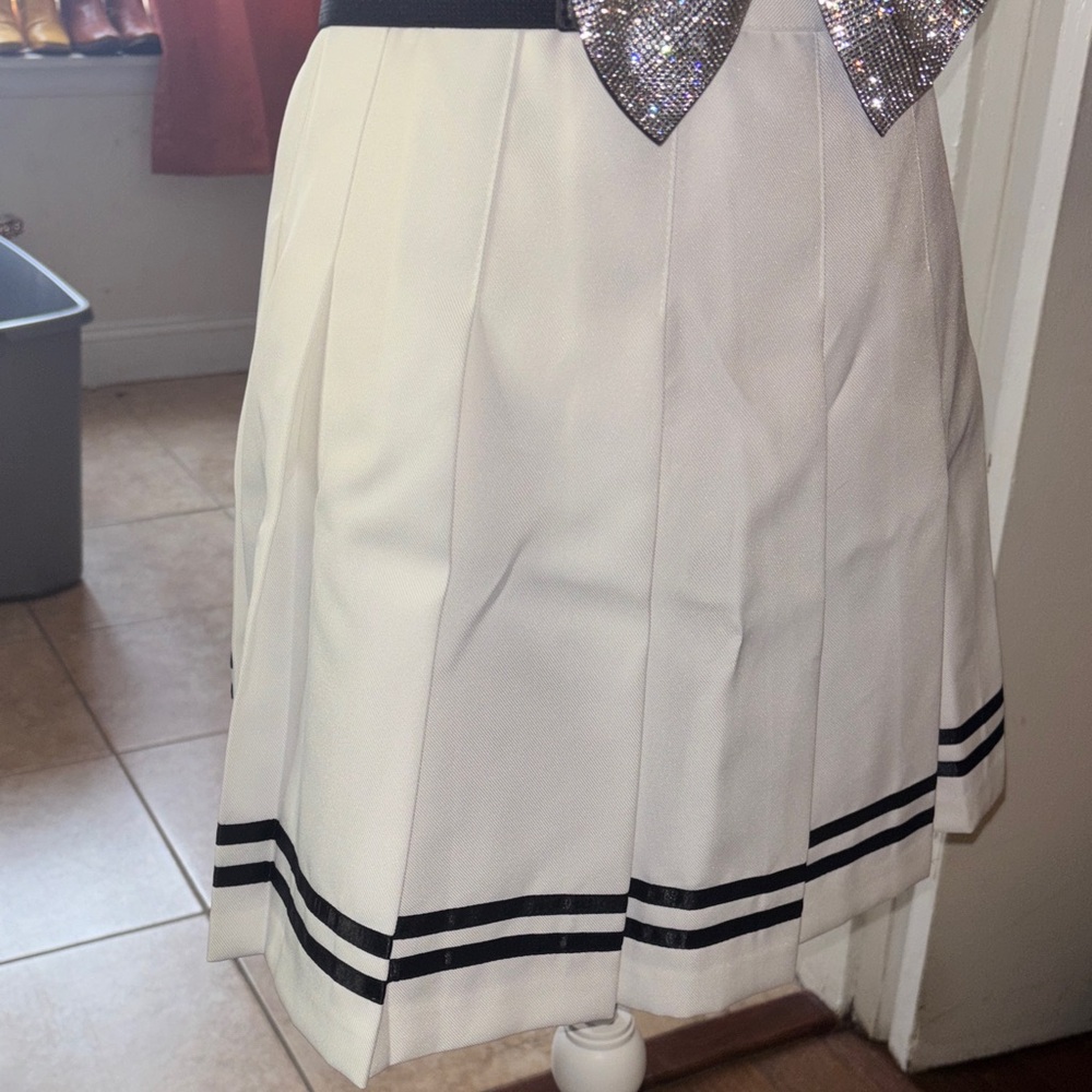 Forever 21 White A-Line Skirt with Black Stripes